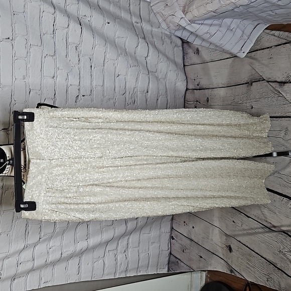 H&M Fully Sequined Pants in cream/light beige Size 4 NWT - Picture 1 of 8
